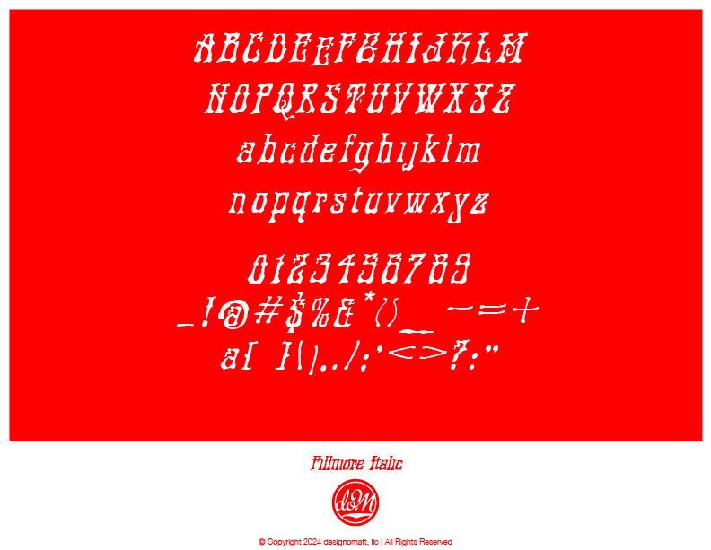 Fillmore Italic character set