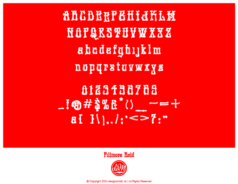 Fillmore Bold character set