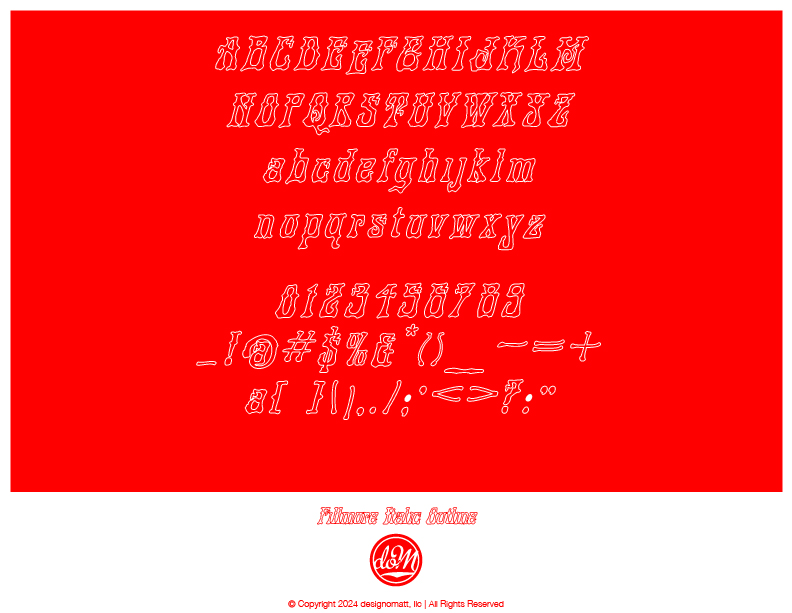 Fillmore Italic Outline character set